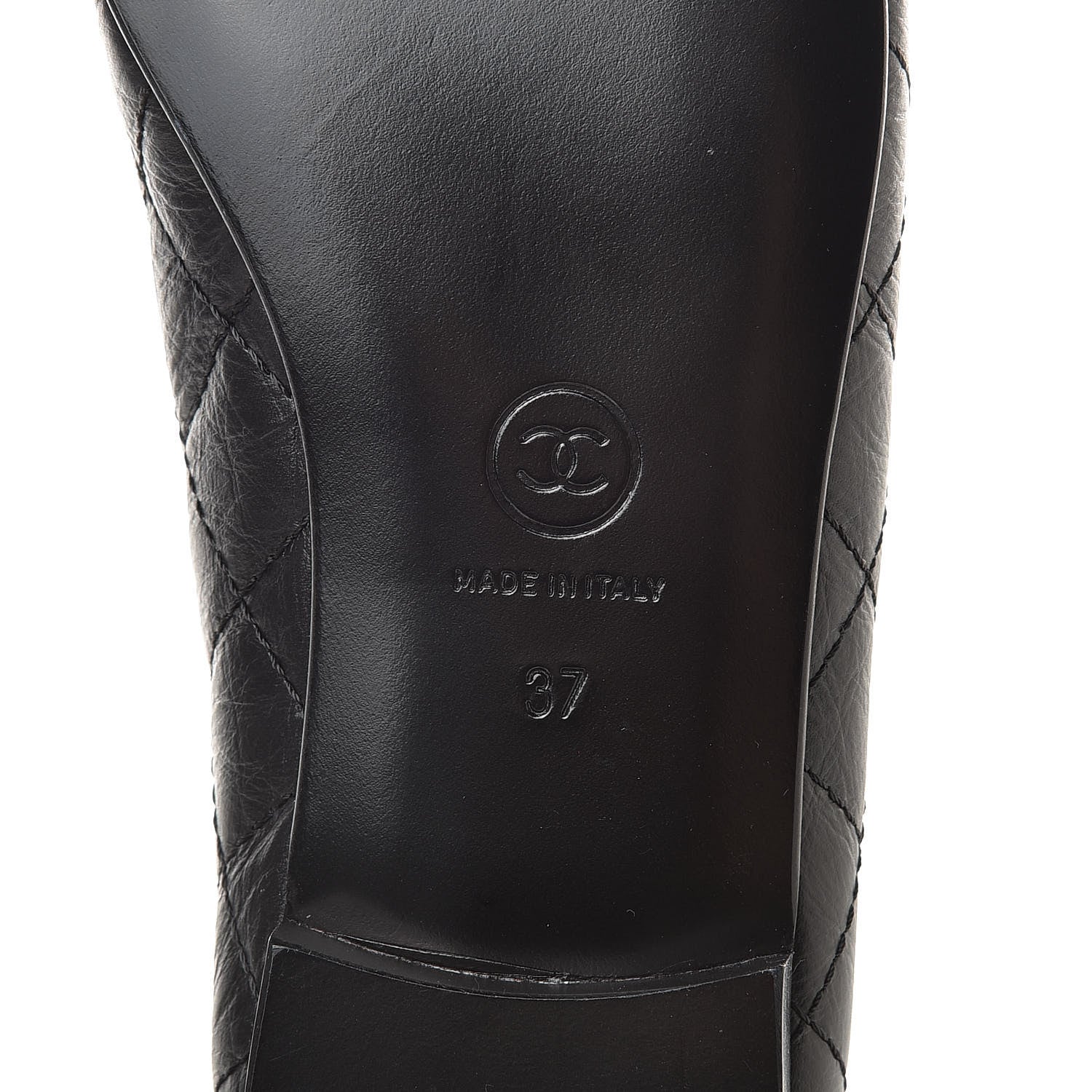 Chanel Aged Calfskin Quilted Cap Toe Ballerina Flats 37 Black 7 of 8