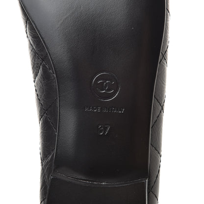 Chanel Aged Calfskin Quilted Cap Toe Ballerina Flats 37 Black 7 of 8