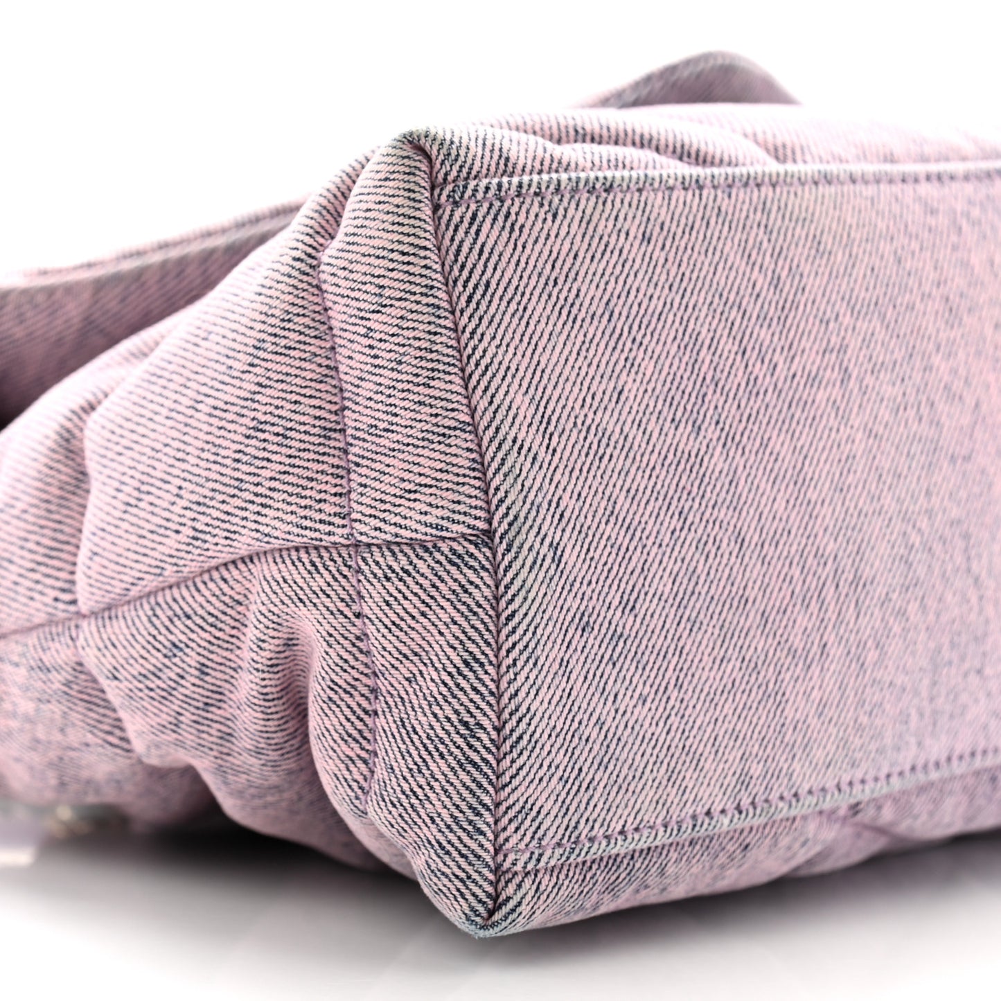 Denim Quilted Small Loulou Puffer Monogram Chain Satchel Bleached Lilac