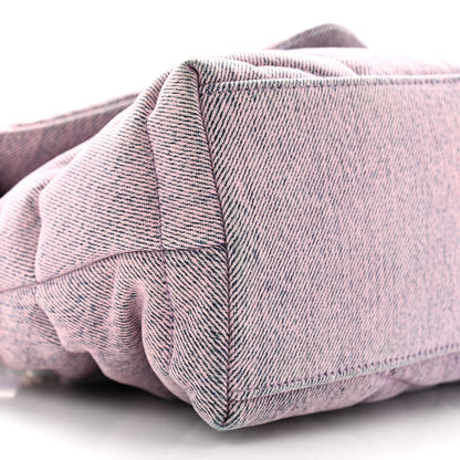 Saint Laurent Denim Quilted Small Loulou Puffer Monogram Chain Satchel Bleached Lilac 9 of 12