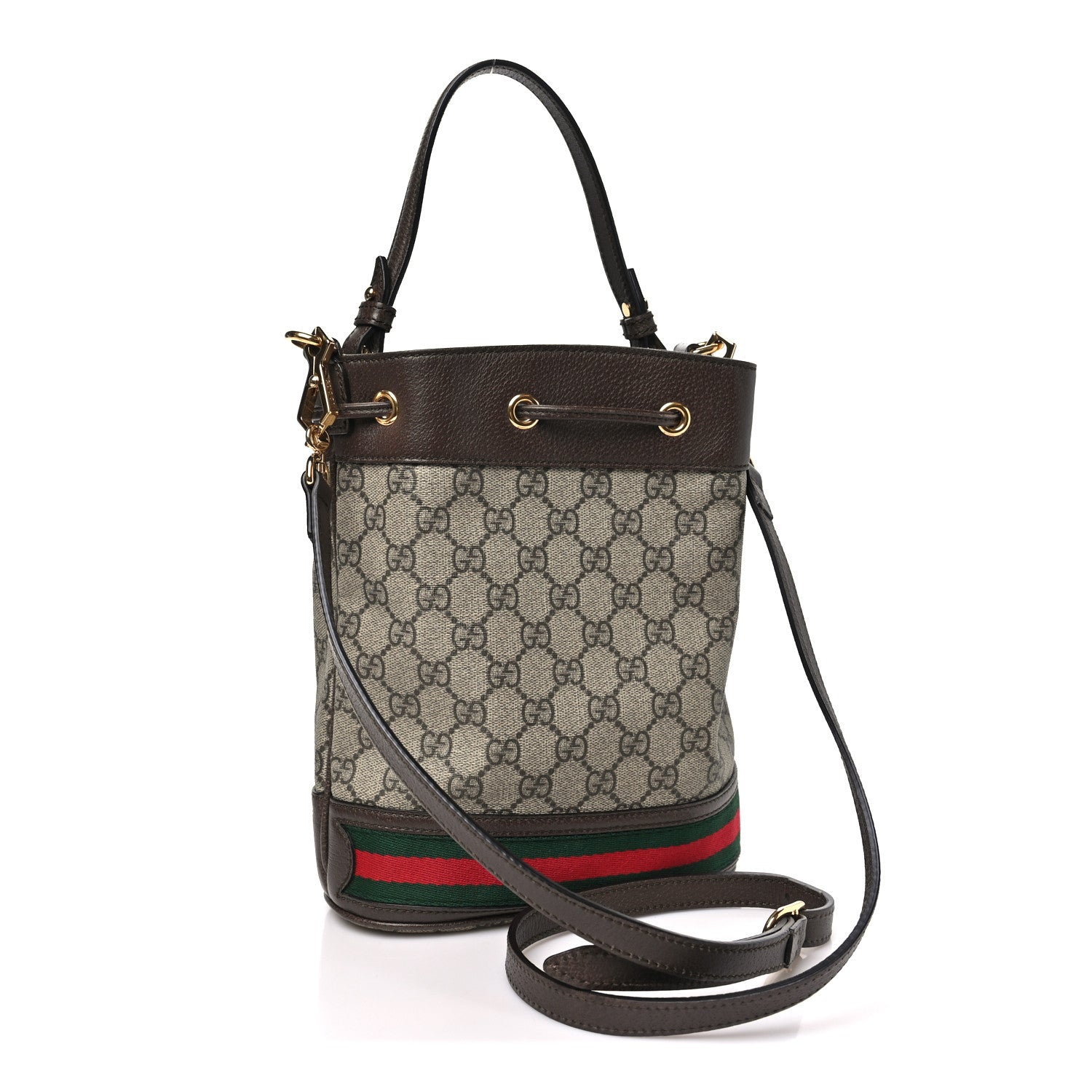 Gucci GG Supreme Monogram Web Small Ophidia Bucket Bag Brown 2 of 9