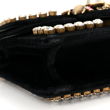 Gucci Velvet Crystal Mini Bee Broadway Shoulder Bag Black 9 of 10