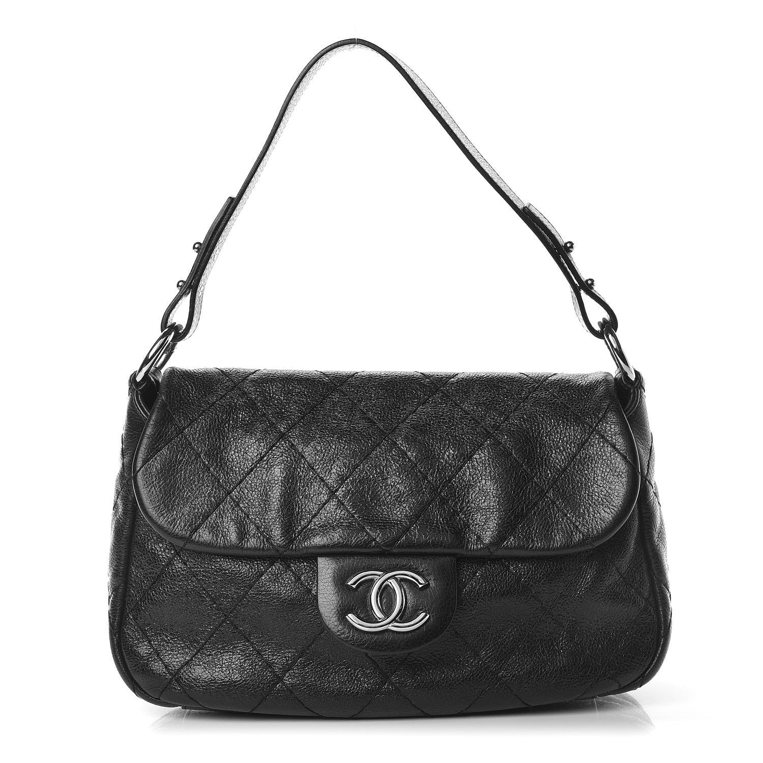Chanel Glazed Calfskin Stitched On The Road Flap Black 1 of 14