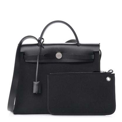 Hermes Military Toile Vache Hunter Herbag Zip PM 31 Black 1 of 10