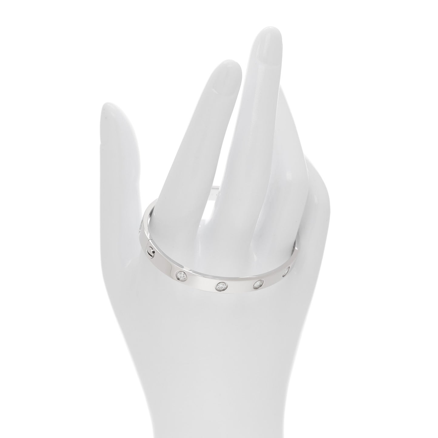 18K White Gold 10 Diamond LOVE Bracelet 17