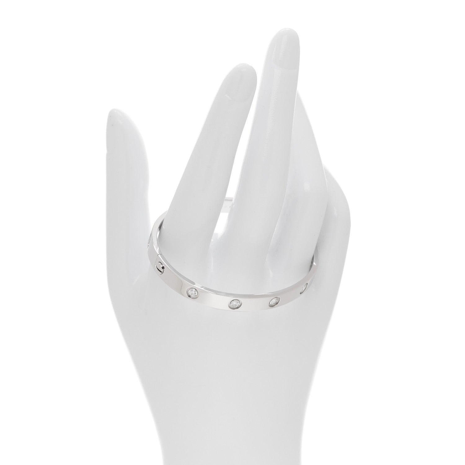 Cartier 18K White Gold 10 Diamond LOVE Bracelet 17 2 of 10