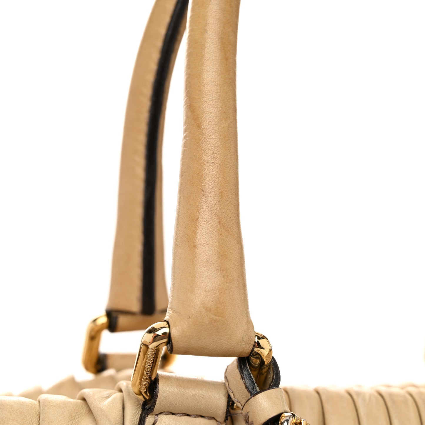Calfskin Pleated Miss Gin Ruffle Bowler Tan