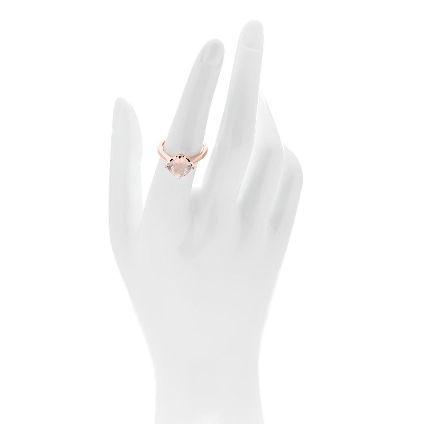18K Pink Gold Diamond Rose Quartz Inde Mysterieuse Ring 54 6.75