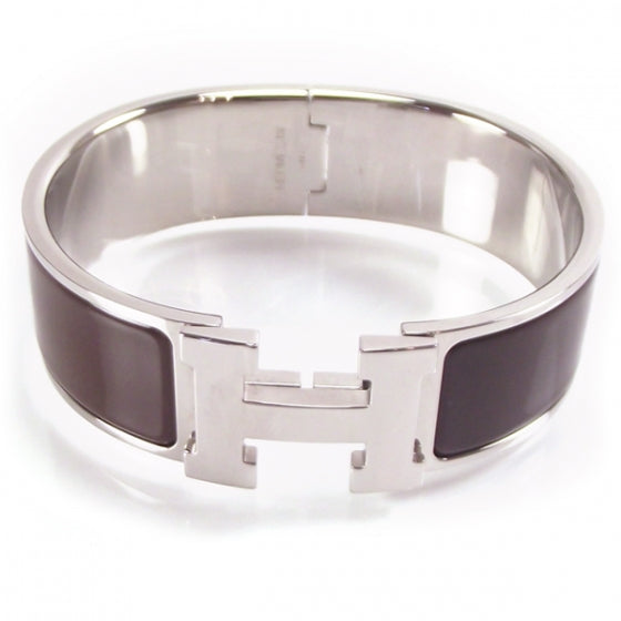 Hermes Clic-Clac H Wide Bracelet Silver / Palladium Moka 1 of 5