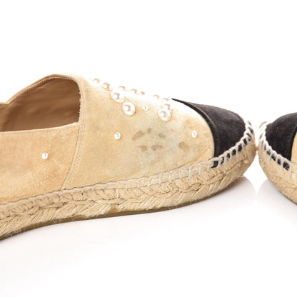 Chanel Suede Pearl CC Espadrilles 39 Beige 11 of 16