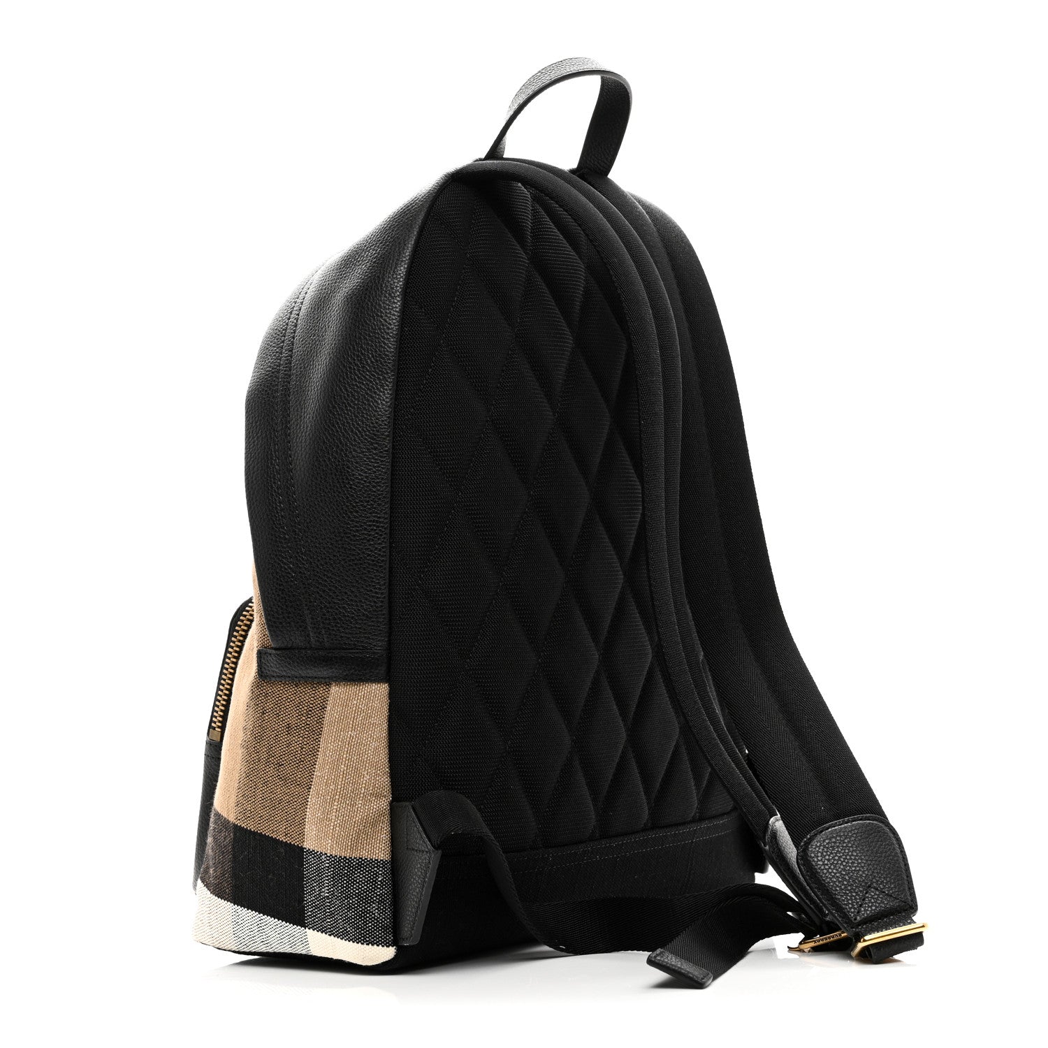 Burberry Mega Check Calfskin Abbeydale Simple Backpack Black Camel 3 of 10