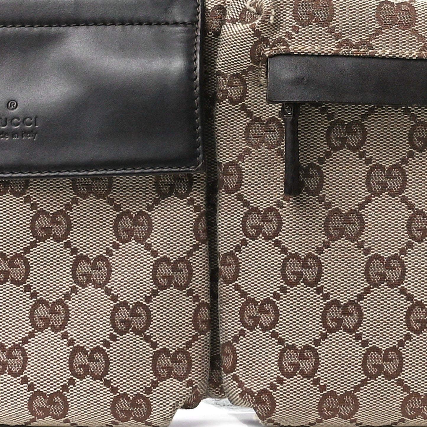 GG Monogram Double Pocket Belt Bag Dark Brown