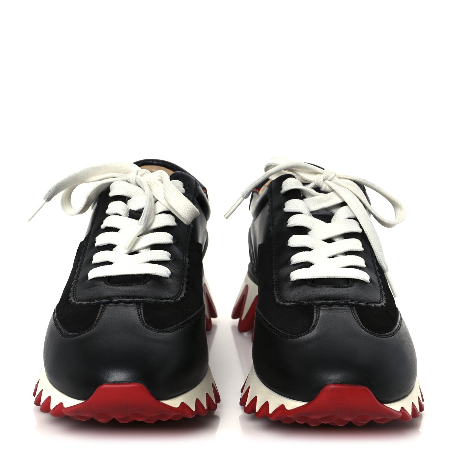 Christian Louboutin Calfskin Suede Patent Womens Loubishark Sneakers 39 Black Loubi 3 of 10