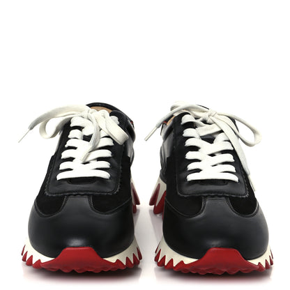 Christian Louboutin Calfskin Suede Patent Womens Loubishark Sneakers 39 Black Loubi 3 of 10