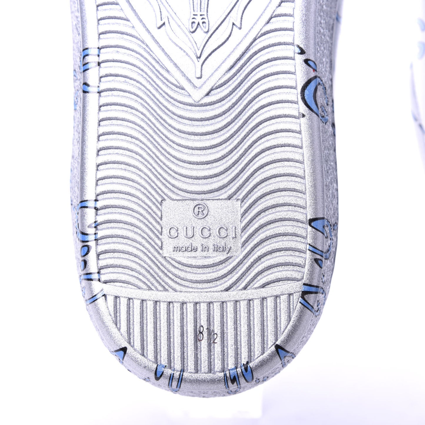 Miro Rubber Wax GucciGhost Print Mens New Ace Sneakers 8.5 Silver
