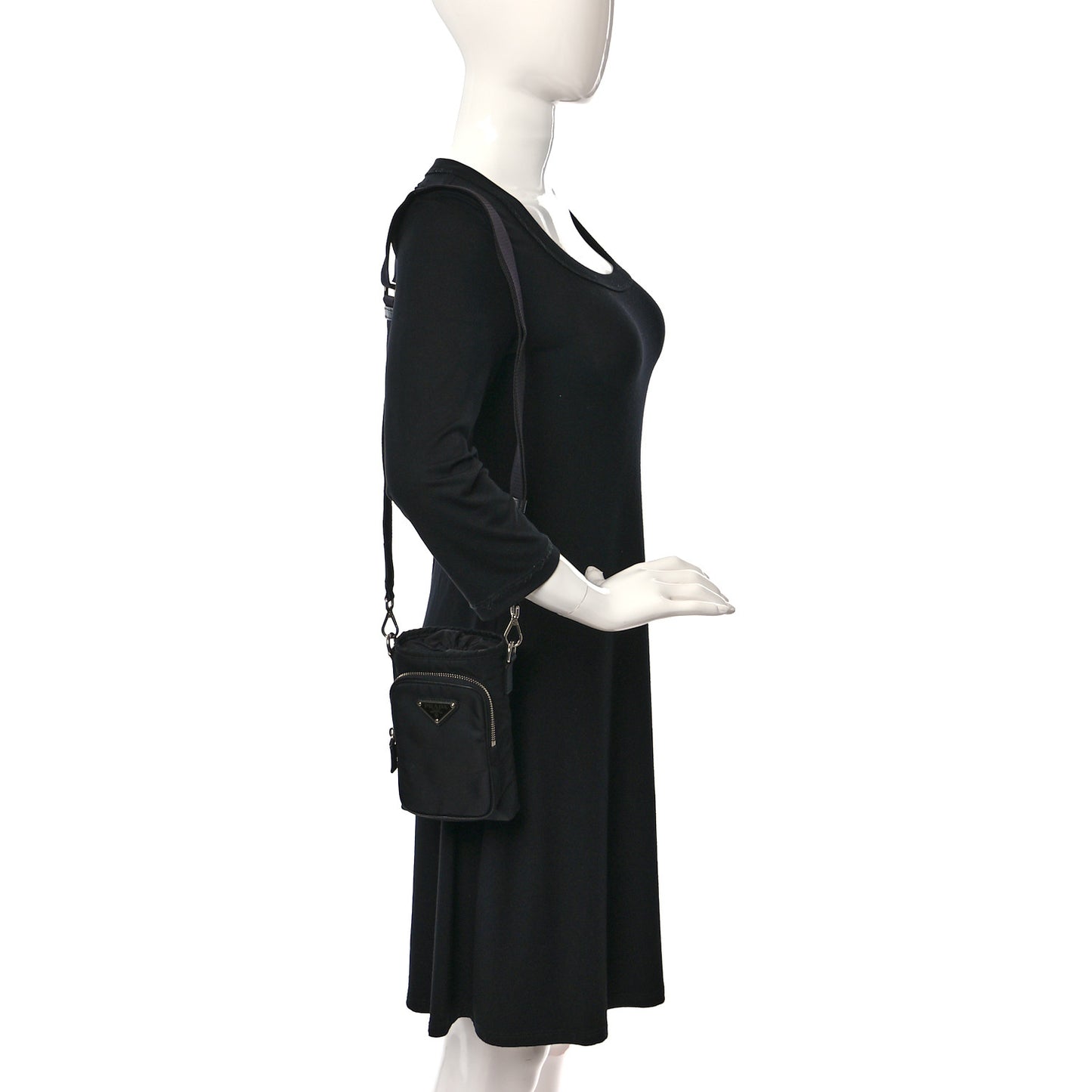 Tessuto Nylon Saffiano Phone Case Crossbody Black