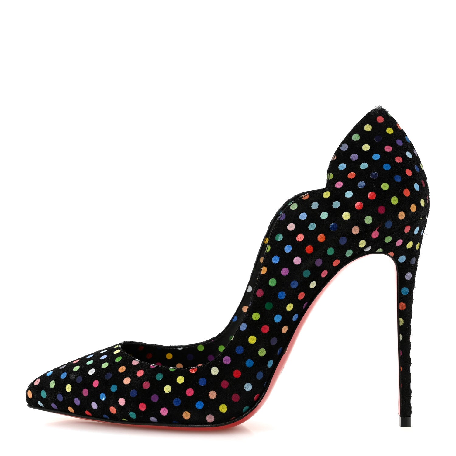 Christian Louboutin Suede Polka Dot Hot Chick 100 Pumps 38 Black Multicolor 38 Black Multicolor 1 of 8