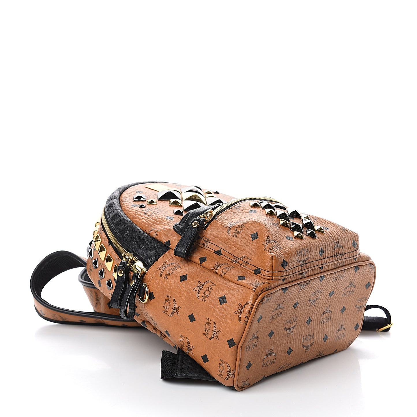 Visetos Studded Colorblock Small Stark Brock Backpack Cognac Black