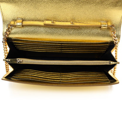 Saint Laurent Metallic Calfskin Monogram Chain Wallet Gold 5 of 10