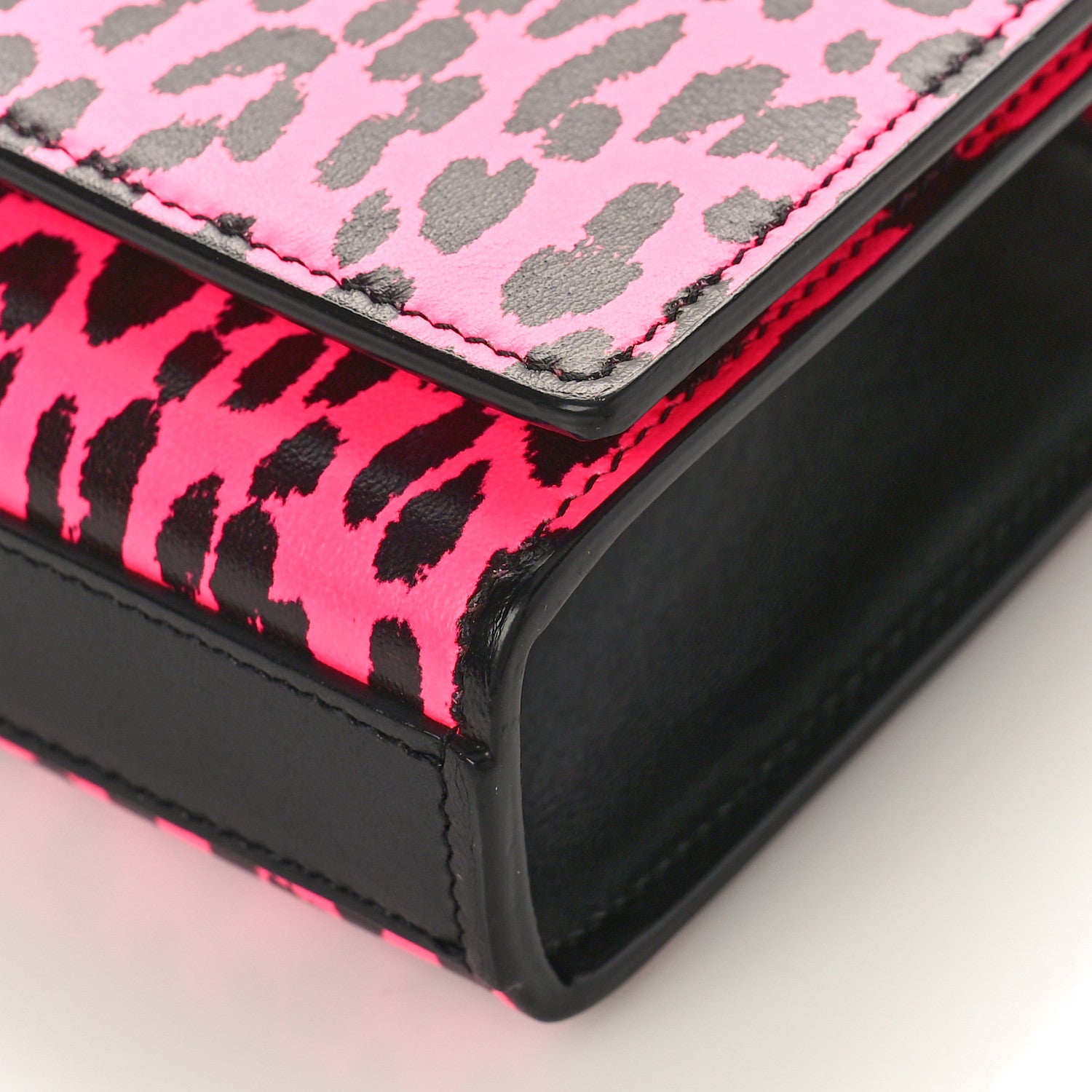 Saint Laurent SAINT LAURENT Calfskin Leopard Small Monogram Kate Satchel Pink Black 8 of 8