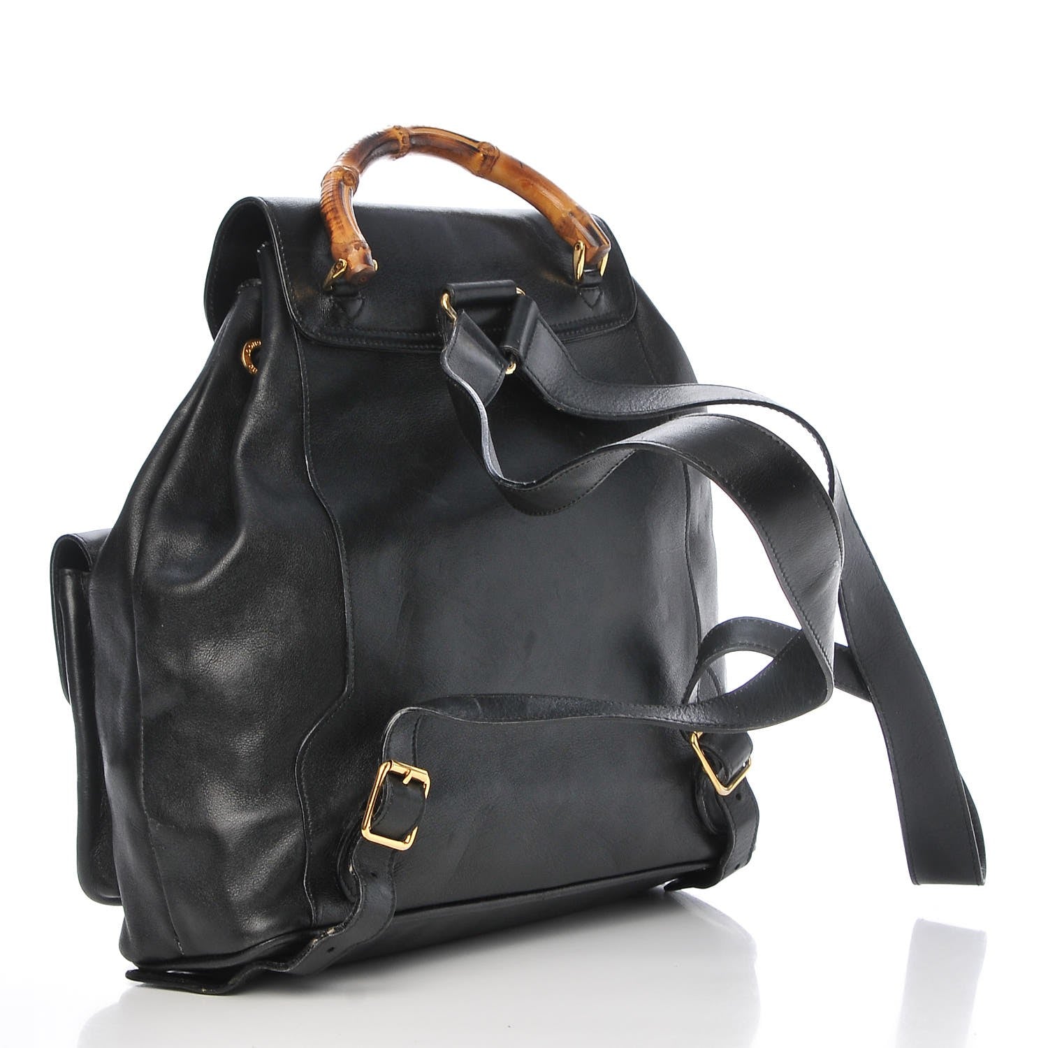 Gucci Calfskin Bamboo Backpack Black 3 of 9