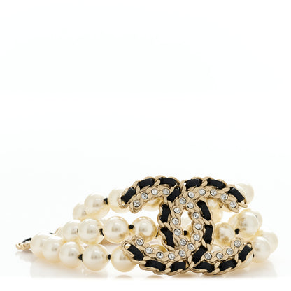 Chanel Lambskin Pearl Crystal Multistrand CC Bracelet 1 of 4