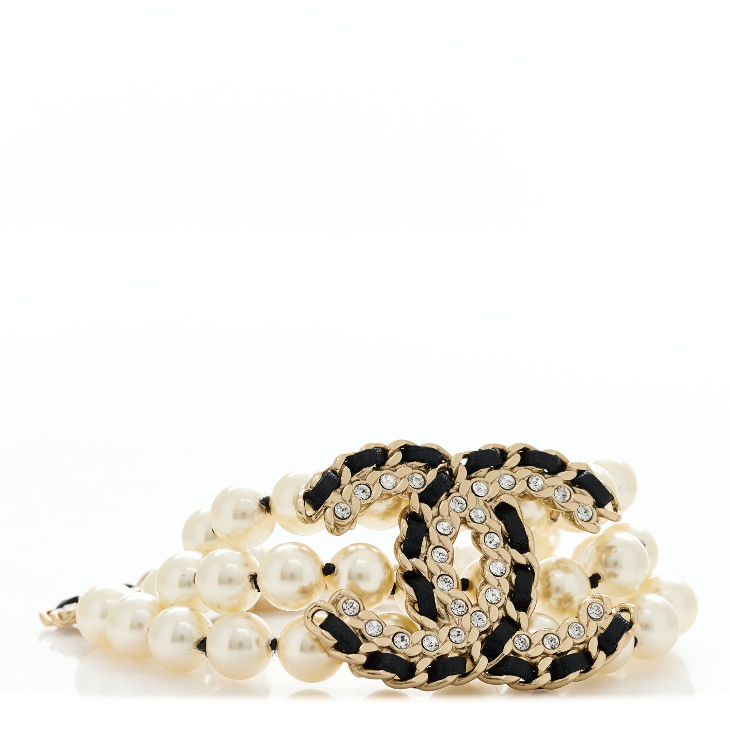 Chanel Lambskin Pearl Crystal Multistrand CC Bracelet 1 of 4