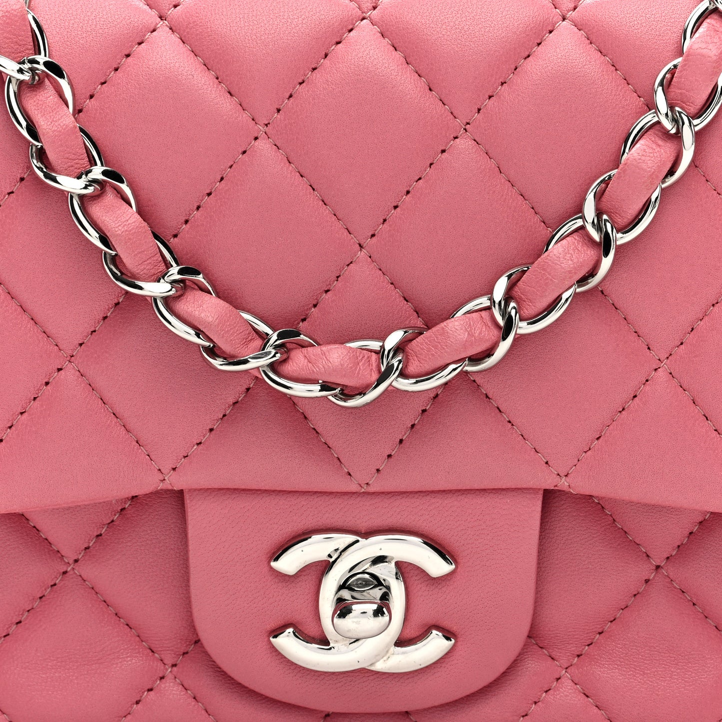 Lambskin Quilted Mini Square Flap Pink