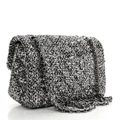 Chanel Tweed Quilted 2.55 Reissue Mini Flap Silver Black Gold 3 of 9