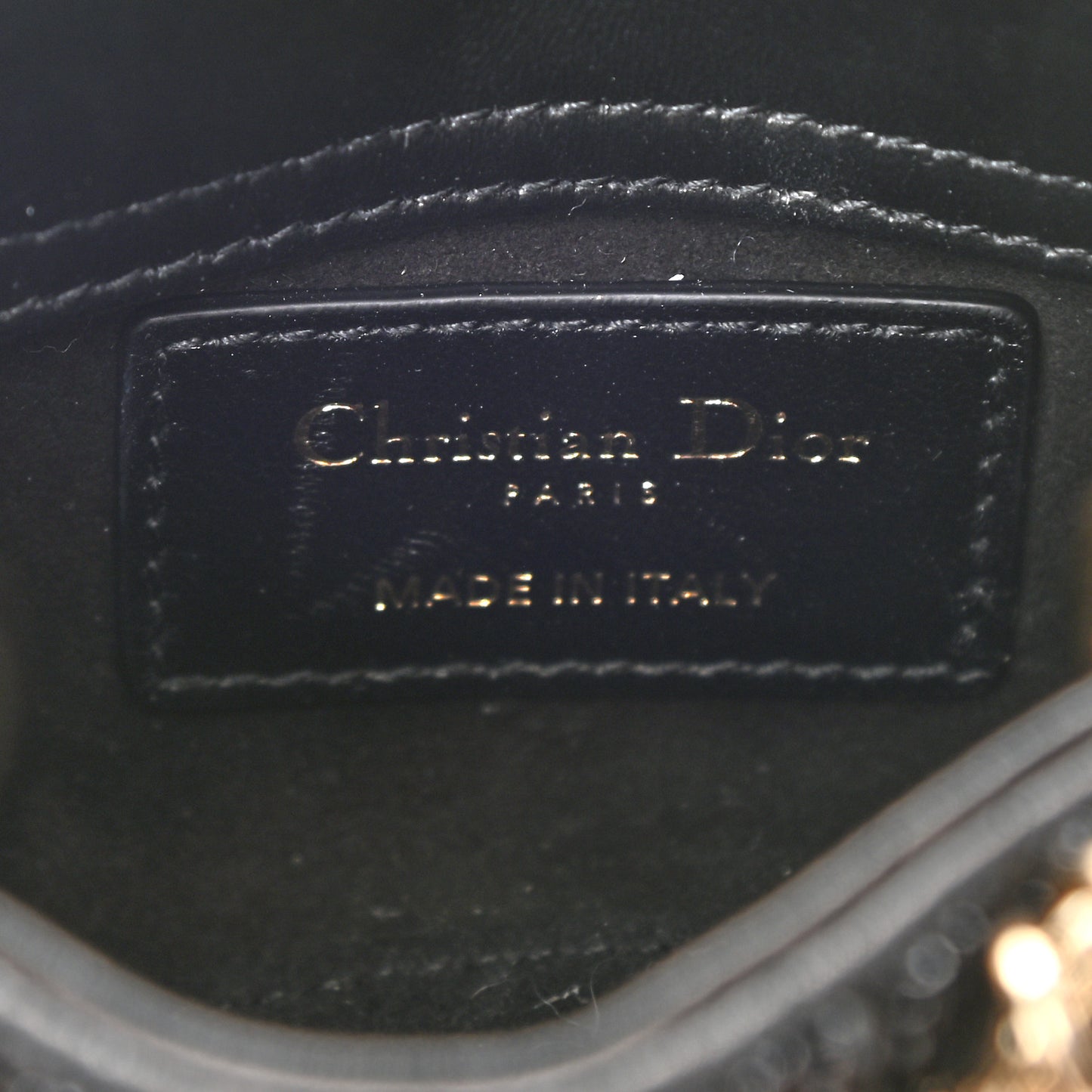 Lambskin Cannage Beaded Embroidery Micro Lady Dior Black