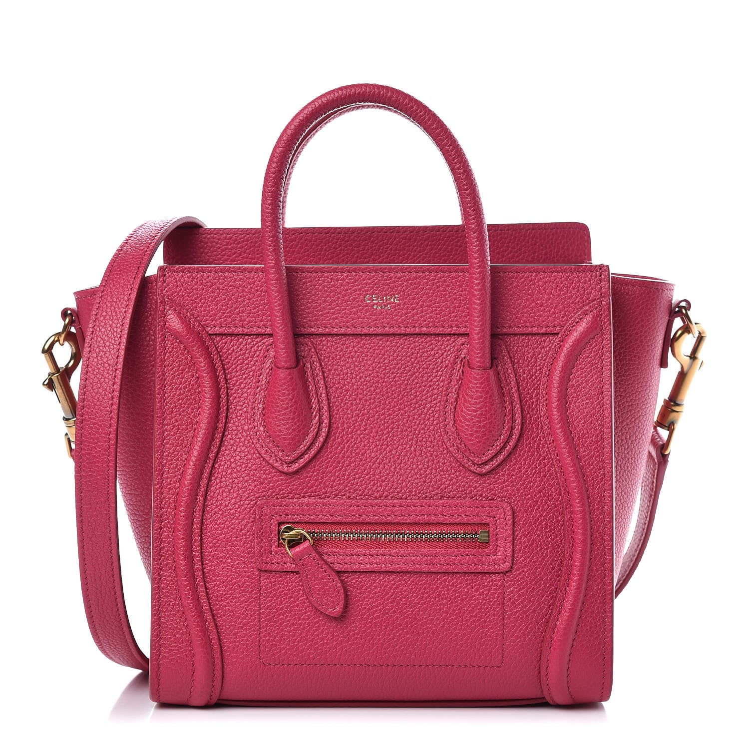 Celine Drummed Calfskin Nano Luggage Plum 1 of 10