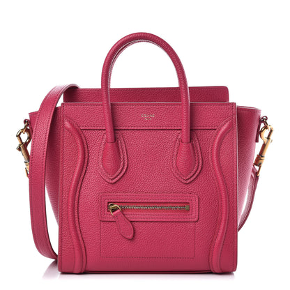 Celine Drummed Calfskin Nano Luggage Plum 1 of 10