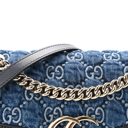 Gucci Denim Matelasse Small GG Marmont Shoulder Bag Blue 8 of 10