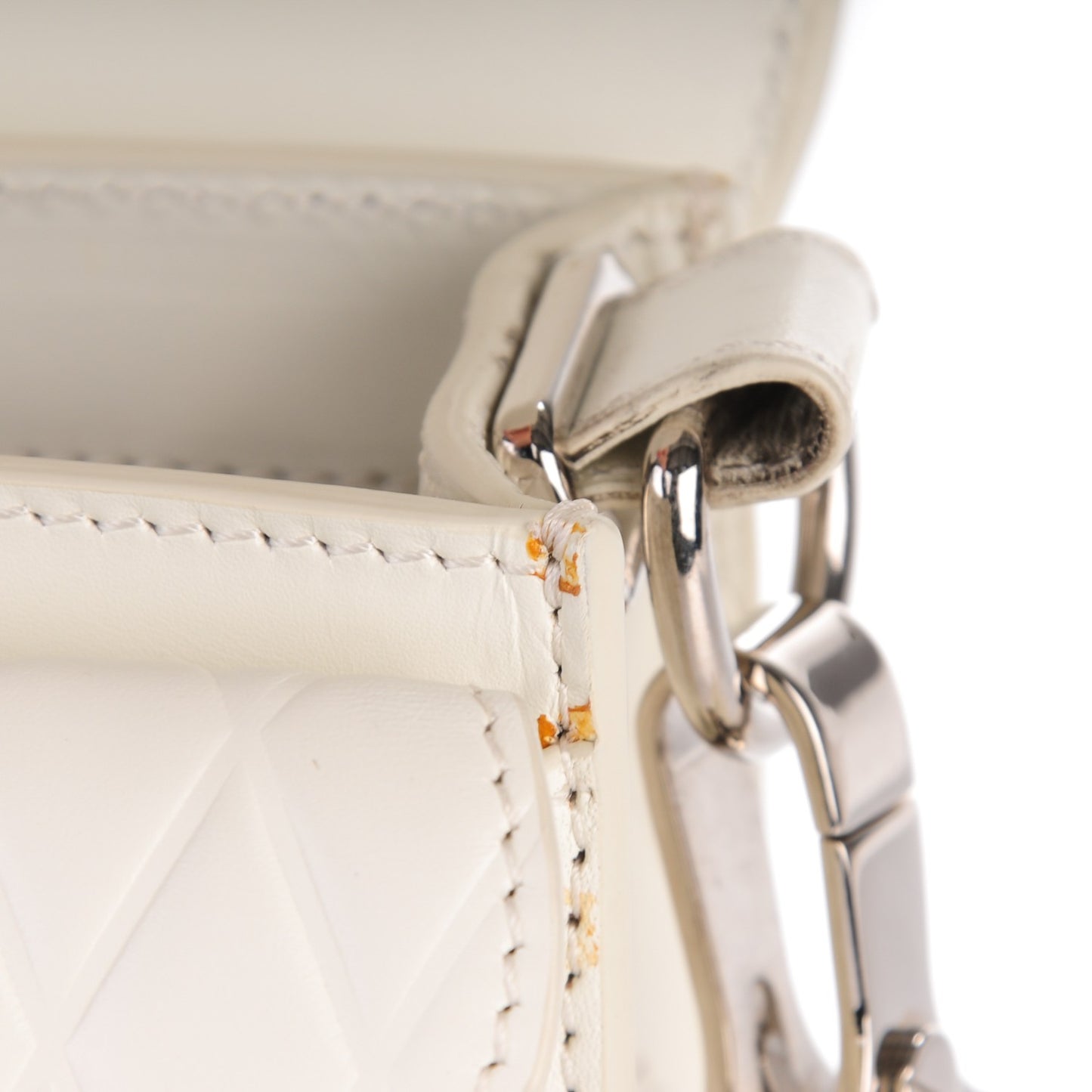 Calfskin Embossed Mini PS11 Classic Shoulder Bag Off White