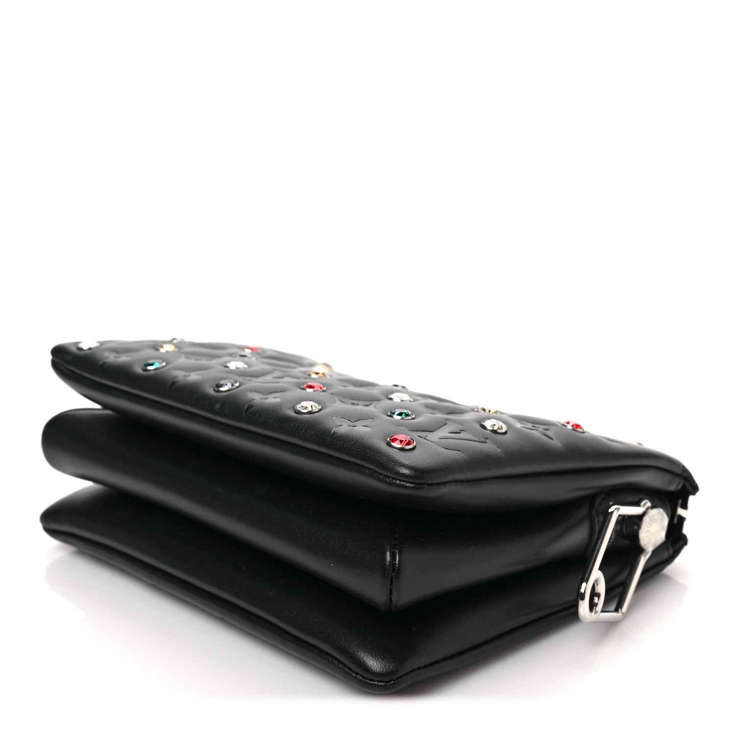Louis Vuitton Lambskin Monogram Crystal Embossed Embellished Coussin BB Black 6 of 6