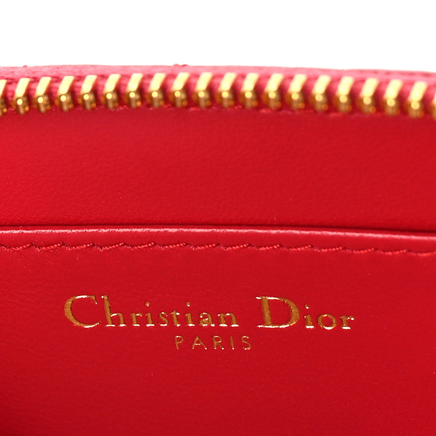 Lambskin Cannage Mini Caro Zipped Pouch Raspberry