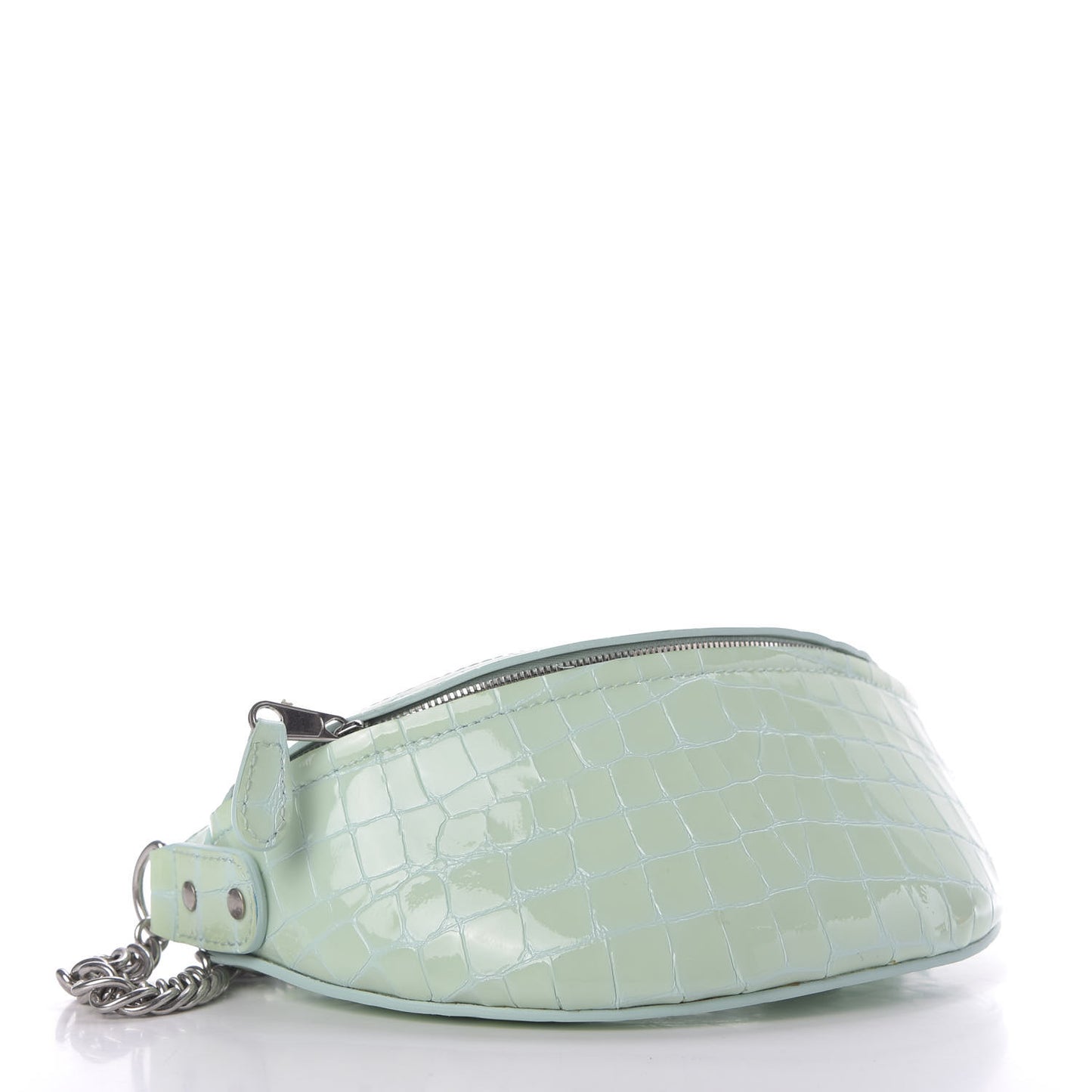 Shiny Calfskin Crocodile Embossed XXS Souvenir Belt Bag Green