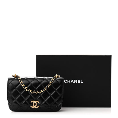 Chanel Shiny Lambskin Quilted Flap Phone Holder With Chain Black 11 of 11