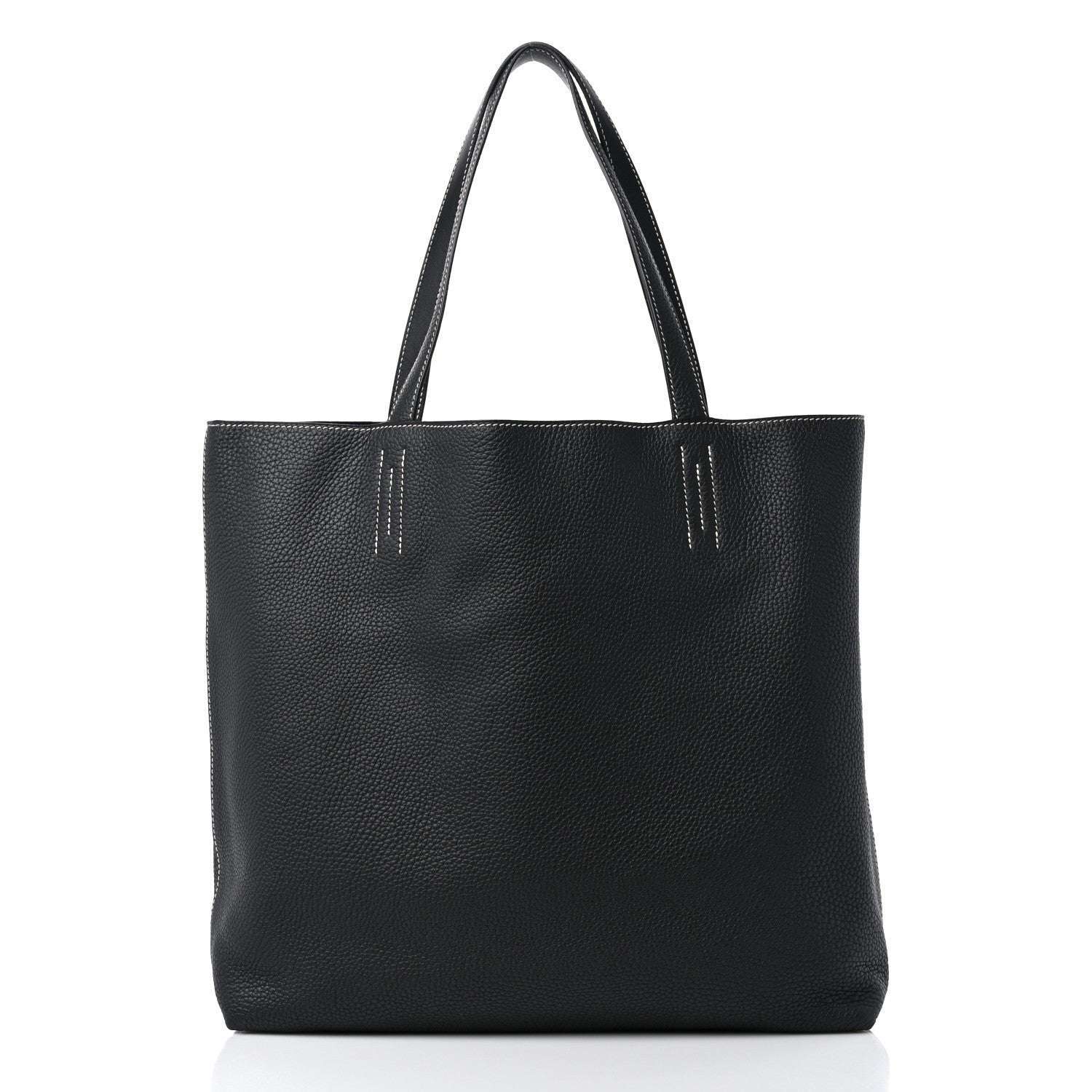 Hermes Veau Sikkim Taurillon Clemence Double Sens 36 Reversible Tote Black Graphite 10 of 14