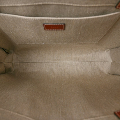 Chloe Cotton Calfskin Large Woody Ribbon Tote White Brown 5 of 8