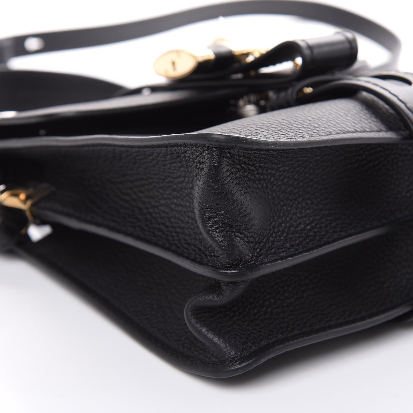 Shiny Grained Calfskin Small Aby Day Shoulder Bag Black