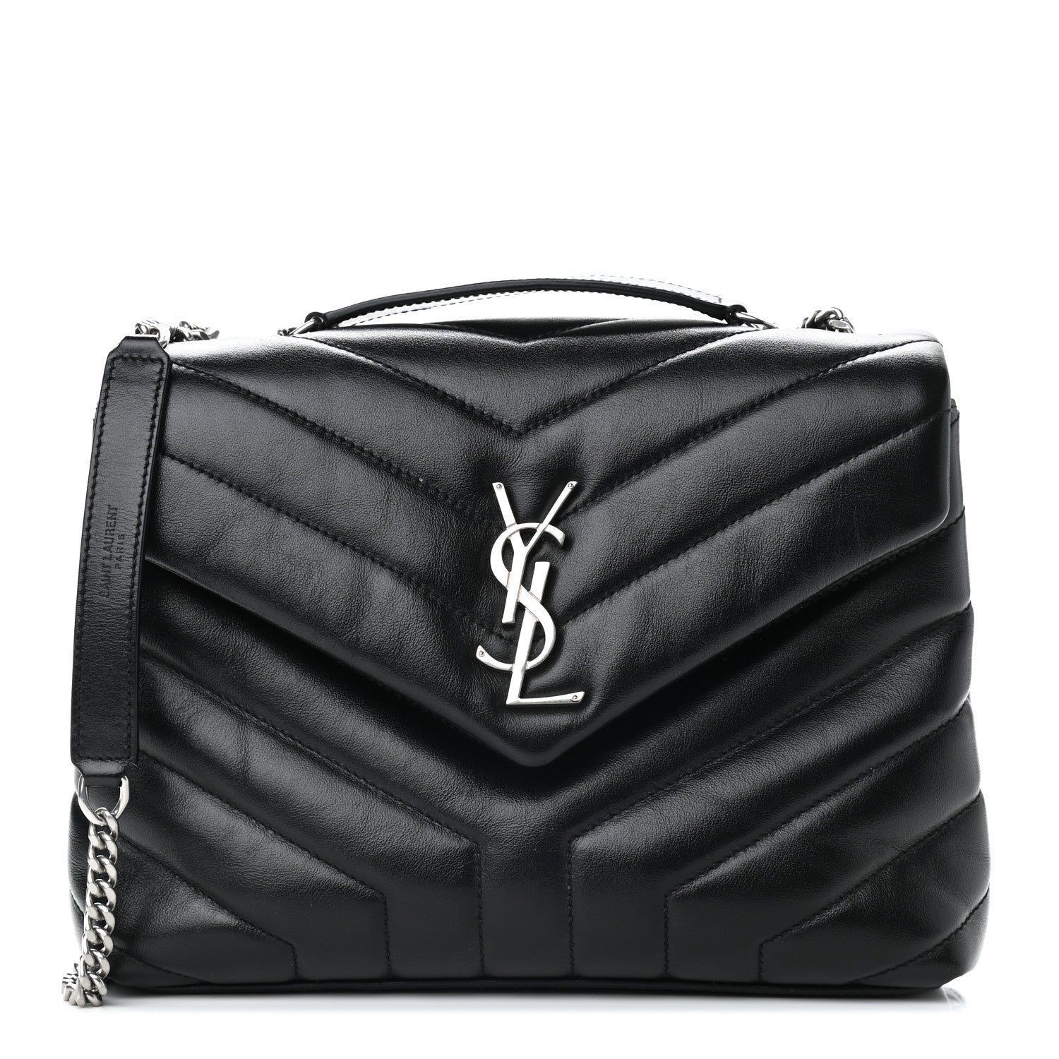 Saint Laurent Calfskin Y Quilted Monogram Small Loulou Chain Satchel Black 1 of 10