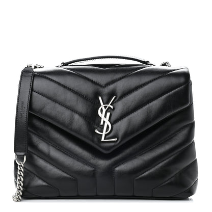 Saint Laurent Calfskin Y Quilted Monogram Small Loulou Chain Satchel Black 1 of 10