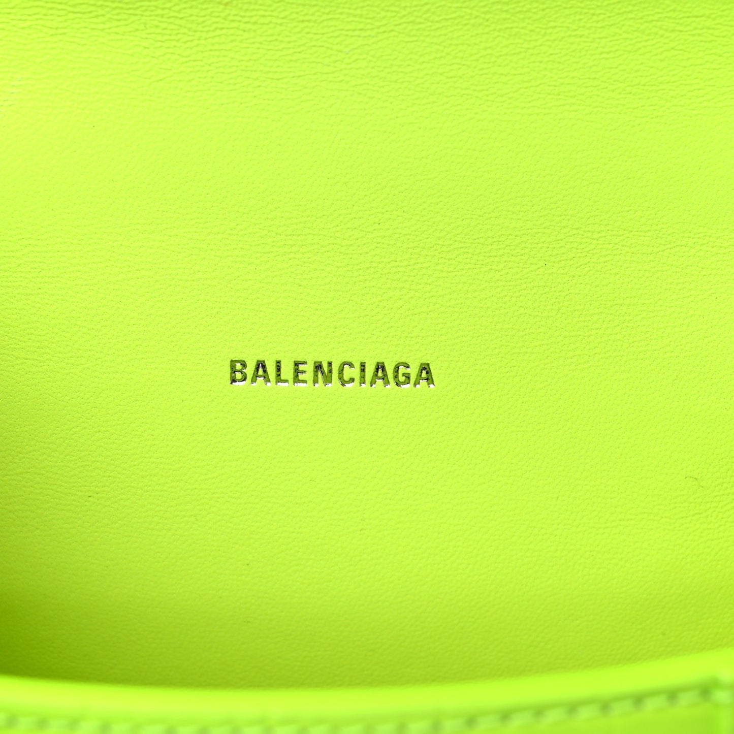 Shiny Calfskin Crocodile Embossed Hourglass Top Handle Bag XS Fluo Yellow