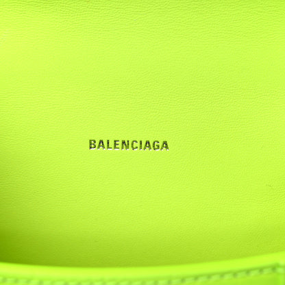 Balenciaga Shiny Calfskin Crocodile Embossed Hourglass Top Handle Bag XS Fluo Yellow 6 of 9