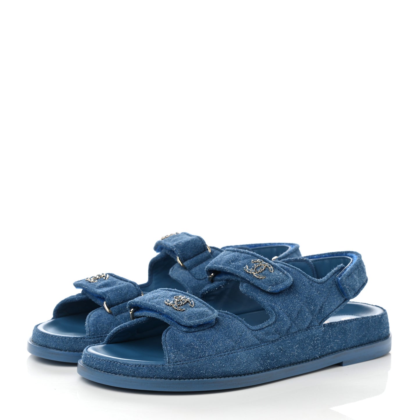 Suede Calfskin Velcro Dad Sandals 41.5 Blue
