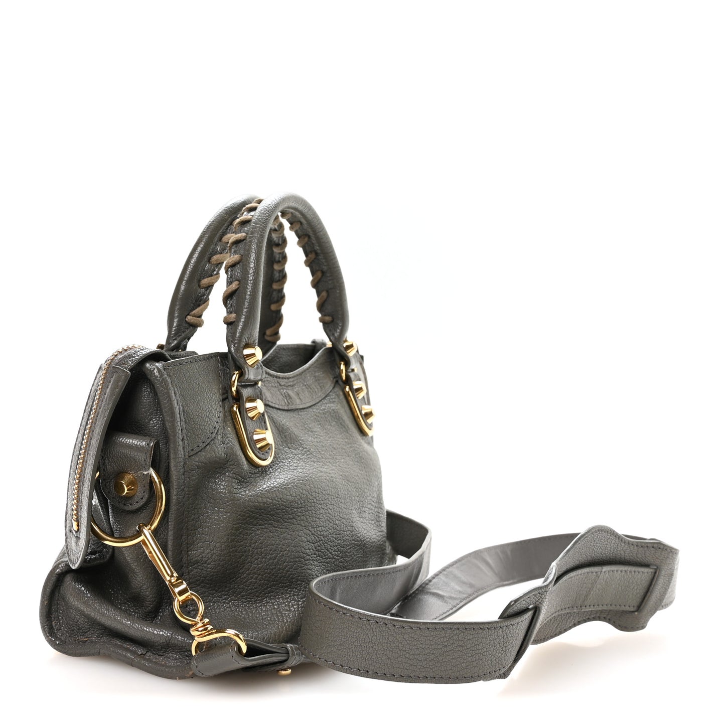 Chevre Gold Metallic Edge Hardware Mini City Gris Acier