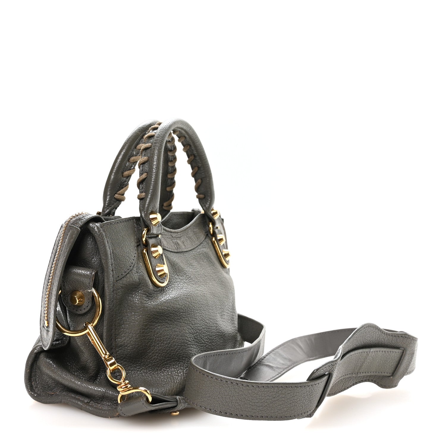 Balenciaga Chevre Gold Metallic Edge Hardware Mini City Gris Acier 3 of 10