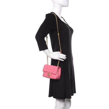 Chanel Lambskin Resin Quilted Mini Pearl Samba Square Flap Pink 2 of 10