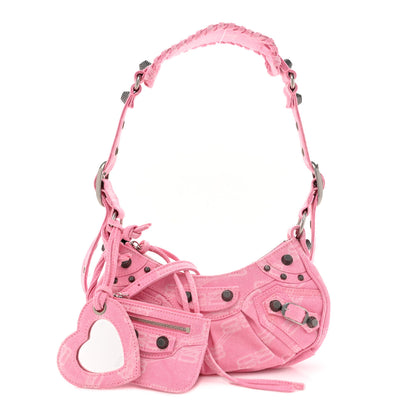 Balenciaga Denim BB Monogram Le Cagole Shoulder Bag XS Pink 1 of 11